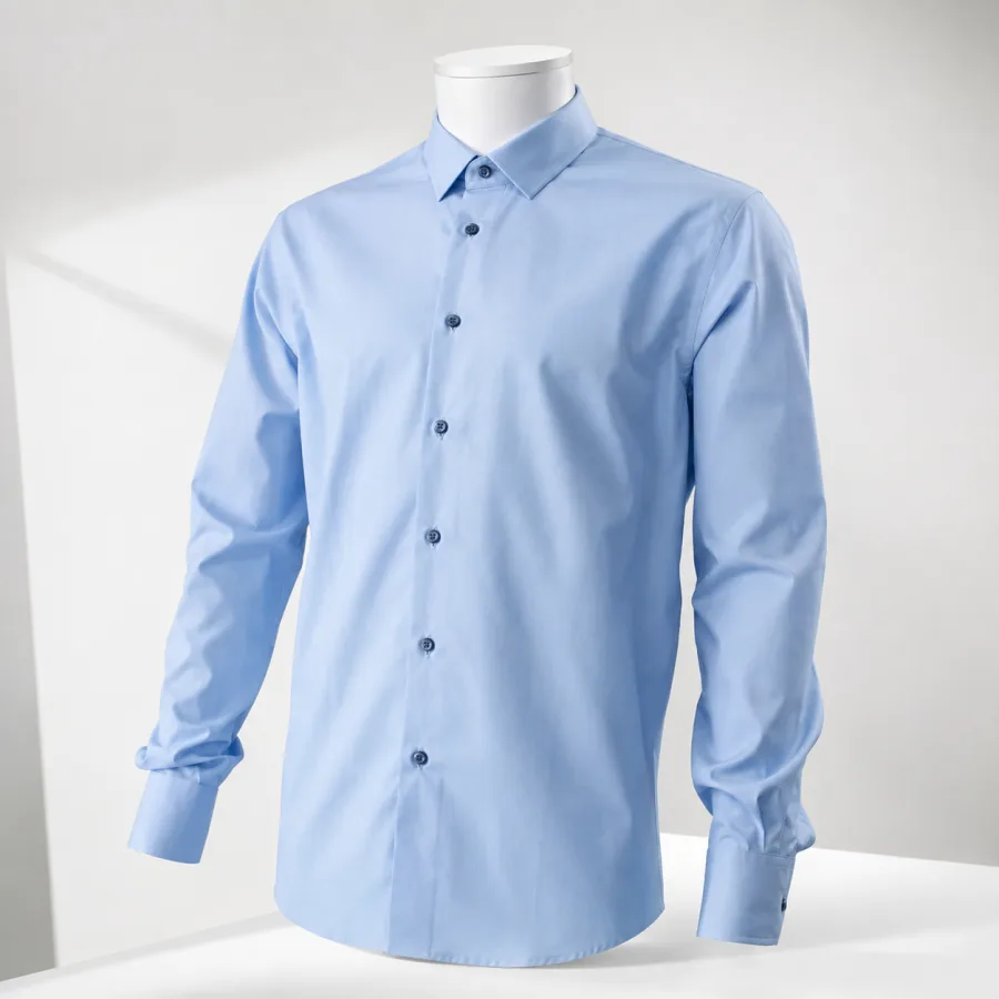 Chemise bleu uni — chemise sur mesure homme Empreinte-Moi